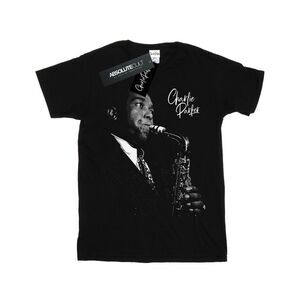 Charlie Parker Mens Playing Saxophone T-Shirt / Black